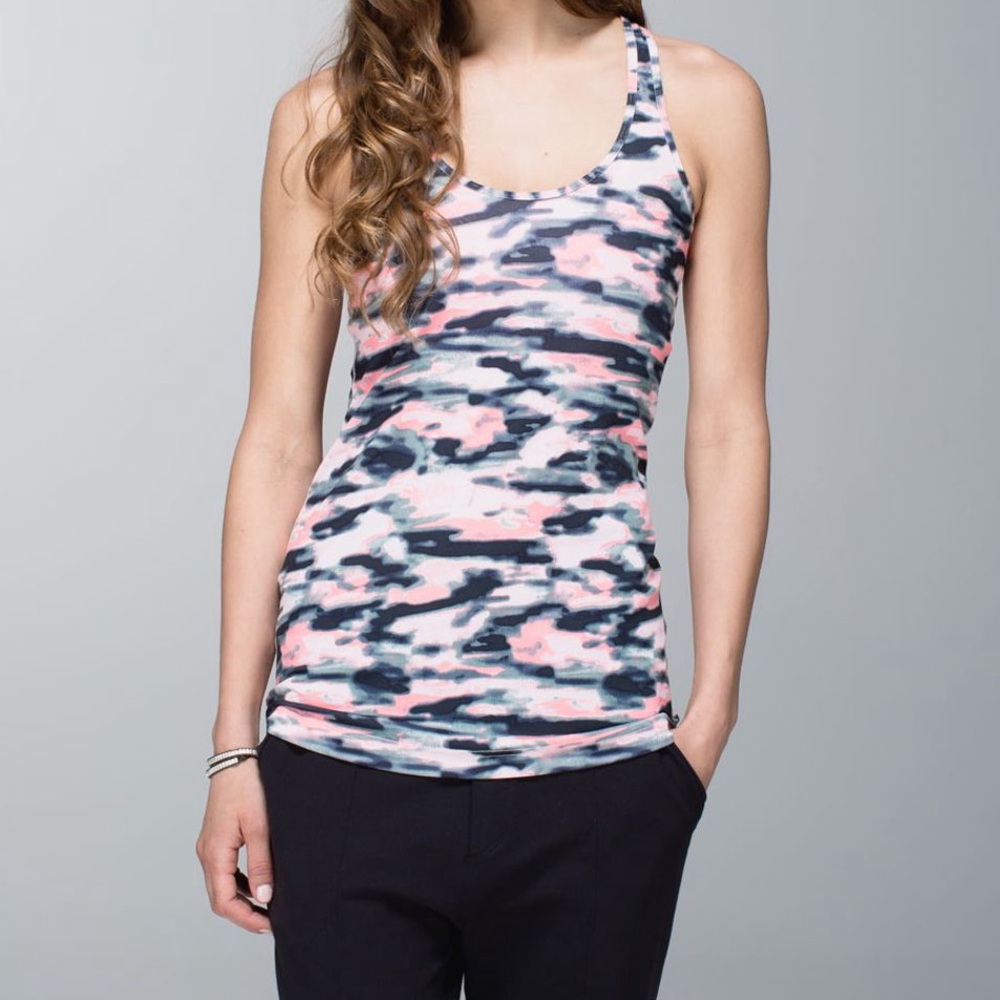 Lululemon Athletica Cool Racerback Workout Tank Top | Wamo Camo Barely Pink